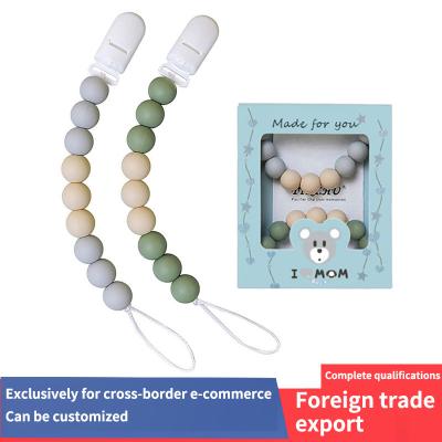 China BPA Free Silicone Pacifier Holder Baby Pacifier Toy Baby Silicone Bead Pacifier Custom Clip for sale