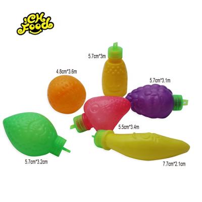 China Capsule toys plastic empty candy bottle fruit shape toys container for sour powder candy for sale