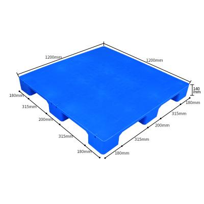 China 1200*1200*140MM single sided nine feet flat surface stackable solid top rack plastic pallet for sale