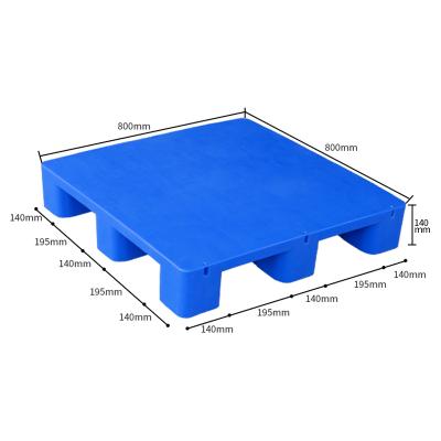 China 800*800*140MM Heavy Duty Reusable Virgin HDPE Single Faced Hard Solid Flat Surface Closed Deck Pallet Food Grade Plastic Hygenic Plastic Pallet for sale