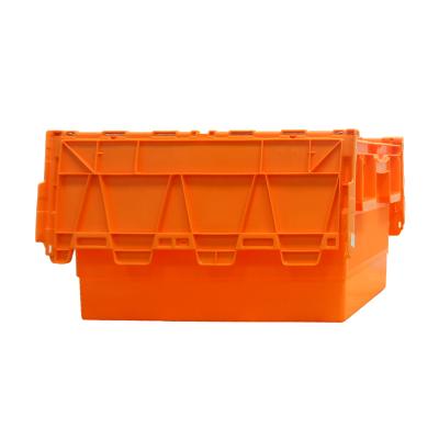 China Hinged Eco - Friendly Eco - Friendly Large Volume Hinged Industrial Mobile Stackable Lid Crate Attached Lid Plastic Crates Custom Logo for sale