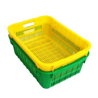 China Sustainable Heavy Duty Big Folding Stackable Plastic Portable Storage Basket For Picnic for sale