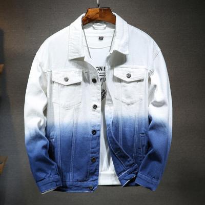 China Wholesale New Men's Two Tone Denim Jacket Fashion Tie Split Dye Jean Jacket QUICK-DRYING Color Tone Denim Jacket for sale