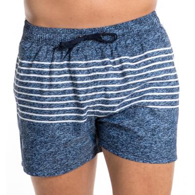 China Wholesale Blue Stripe Pattern Blend Quick Dry Men's Drawstring Jeans Breathable Beach Shorts With Custom Logo for sale