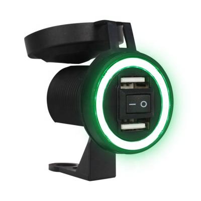 China 2 USB Mobile Phone Charger Hot 5V 2.1A/1A Dual USB Waterproof Plug With LED Light Motorcycle Phone Charger for sale