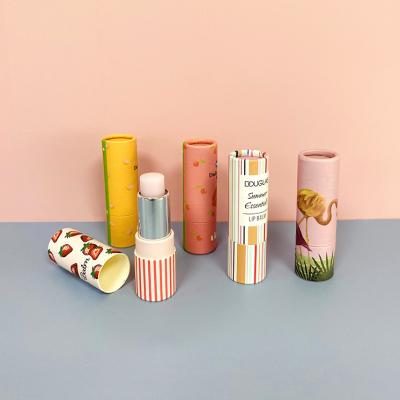 China Biodegradable Lip Gloss Container Cylinder Packaging Kraft Paper Deodorant Lip Balm Paper Tubes for sale