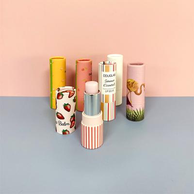 China Factory Custom Logo Push Up Cardboard Paper Tube Lipbalm Bottle Biodegradable for sale