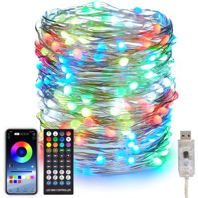 China Christmas Decoration APP Smart Copper Wire Lights With Remote Controller 40keys Christmas Fairy Lights 20Meters 200leds for sale