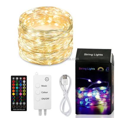 China Christmas decoration wifi app smart copper wire led fairy string lights for outdoor room holiday wedding party christmas tree decoration lamp for sale