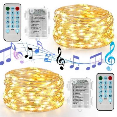 China Christmas Decoration Led String Lights Voice Reactive Music Battery Operated Led String Light With Remote Control for sale