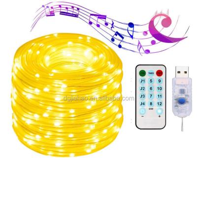 China Christmas Decoration Rope String Lights with Sound Activated Gift USB Powered 200 LED Fairy Christmas Lights with Remote Sync-to-Music Hanging Light for sale