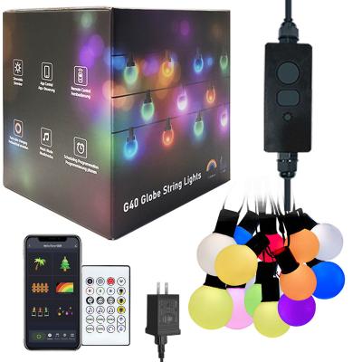 China Newest Modern Party Decorative Lamp Color Changing String Light App RGB Dimmable G40 Smart Bulbs String Lights Room Light Decor for sale