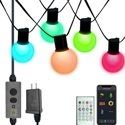 China Customize 48FT Party String Lamp Color Changing Smart Outdoor String Light App RGB Dimmable G40 Bulbs String Lights for sale