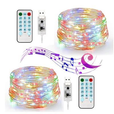 China Christmas Decoration Music Sync Starry Fairy Lights USB Powered 16.5ft 50 LED 12 Modes With Wire String Remote Control Sound Activated Lights for sale