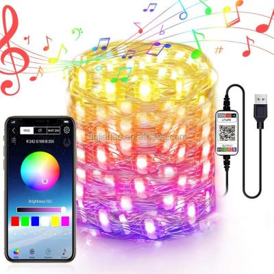 China Dreamy Christmas Decoration Color LED String Lights with APP, Digital Light Unit IC, 6.56FT/2M Holiday USB RGB String Lights Color Change for sale