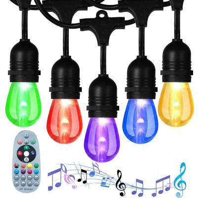 China Christmas decoration JIEHAO S14 E26 led strip lights with music sync 48ft/15L RGB color changing led string light use in outdoor for sale