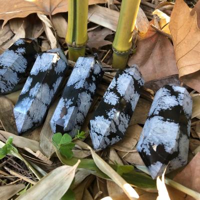 China China Natural Wholesale Crystals Healing Reiki Chakra Stones Double Snowflake Obsidian Points For Home Decoration for sale