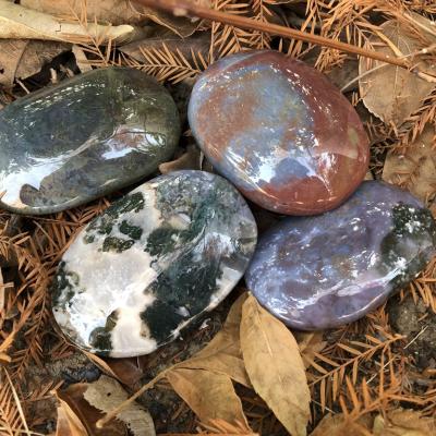 China Wholesale Natural Crystal Palm Colorful Moss Agate Healing From China For Crafts And Decoration for sale