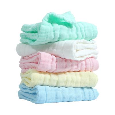 China Comfortable Solid Color Six Layer Gauze Combed 100% Cotton Saliva Towel Newborn Baby Face Washing Square Towels for sale