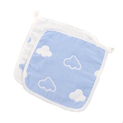 China Pure cotton comfortable child six layer gauze absorbent babyshark face saliva blue baby yoda hanging square towel for sale