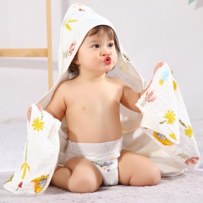 China No Fluorescence Four Layers Washed 100% Gauze Cotton Ins Newborn Baby Yoda Blanket Cartoon Wrapping Towels for sale