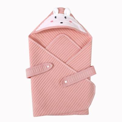 China Softly Knitted Fluorescence Pure Cotton Comforter Cartoon Rabbit Towel Newborn Infant Warm Pale Pink Do Not Cuddle Blanket for sale