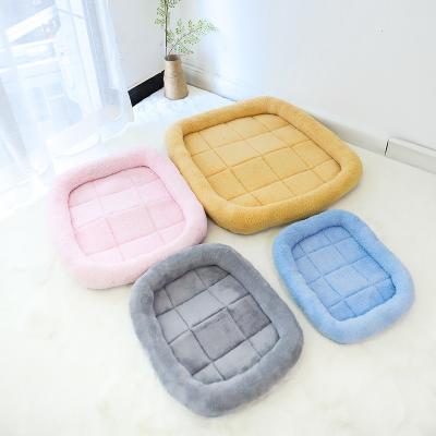 China Durable Washable Waterproof Rectangle Bestseller Faux Fur Dog Bed For Cats Nest Non Slip Pet Beds Fluffy Softer Cushion for sale