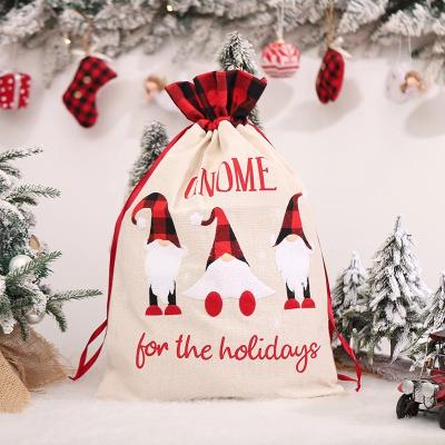 China Custom Eco-Friendly Cotton Snowman Candy Decoration Logo Drawstring Christmas Gift Canvas Bag Pocket Eco-Friendly en venta