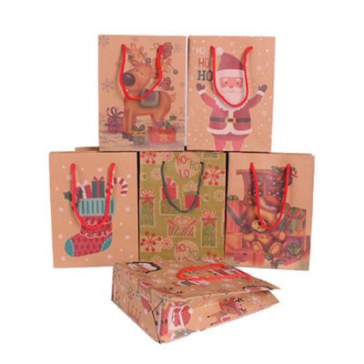 中国 Custom Paper Bag Recycled Logo Print Craft Christmas Gift Shopping Packaging Kraft Materials Gift Storage Recyclable Paper Bag 販売のため