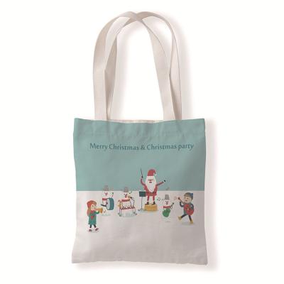 中国 Custom Factory Christmas Pattern Shopping Bag Student Canvas Tote Bag Printed Logo Christmas Bag Eco-friendly For Gift 販売のため