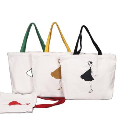 China Custom Printed Reclycled Colorful Handle Cotton Bags Promotional Cotton Shopping Bag Reusable Canvas Tote Bag en venta