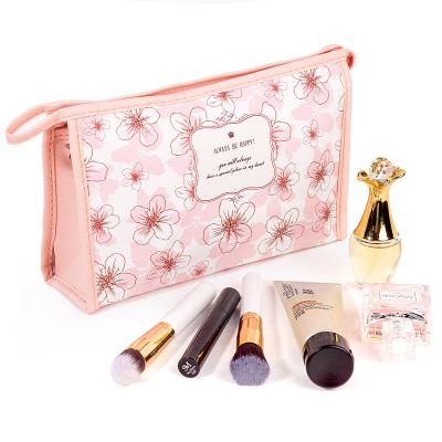 China Waterproof Custom Design Logo Digital Printing Pink Pu Travel Waterproof Women Makeup Cosmetic Bag for sale