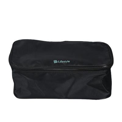 China Custom Fashion Logo Black Large Capacity Oxford Travel Toiletry Cosmetic Bag for sale