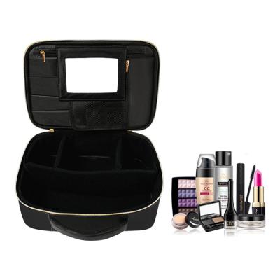 China High Quality Black Custom Waterproof Logo Design Portable Cosmetic Bag Travel Makeup Case Make Up Travel Bag For Ladies Te koop