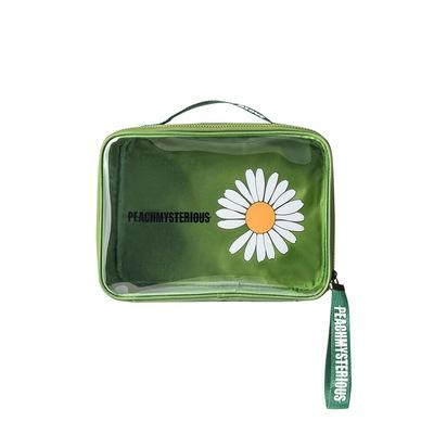 China Daisy Pattern Printing Clear Makeup Durable Small Bag Custom Transparent Travel Cosmetic Bag With Logo Te koop