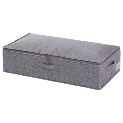 China Foldable Sustainable Storage Box Under Bed Cotton Canvas Fabric Moistureproof Dustproof Storage Box With Lid for sale