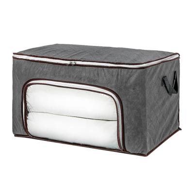 中国 Large Capacity Sustainable Comforter Storage Bags Transparent Window Folding Clothes Bedding Storage Organizer Under Bed Storage Boxes 販売のため