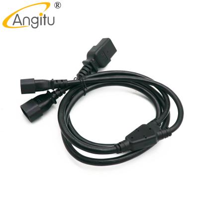 China Industrial Factory Supply Ready In Power Power Cable For Stock C14 To 2xC19 Power Cord Adapter 1m+20/20cm for sale