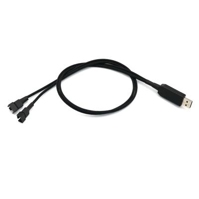 China COMPUTER Drop Shipping USB To Dual PC 3-Pin / 4-Pin 12V Fan Power Cable Advance USB To Fan Adapter Cable for sale