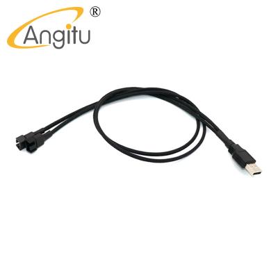 China Drop shipping COMPUTER Sleeved 22awg 5V USB to 3Pin/4 PIN Fan Splitter Cable for sale