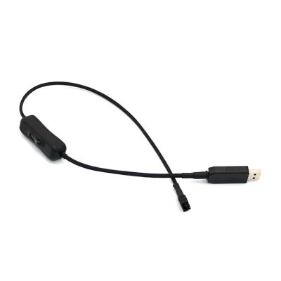 China Drop Shipping High Quality 22awg 5V USB COMPUTER to 4 Pin Fan Adapter Cable with On/Off Switch-55cm for sale