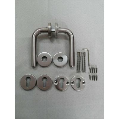 China Modern stainless steel door handle fire door lock split single handle bend cavity tube handle for sale