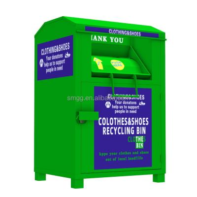 China Stocked Donate Bin Large Steel Clothes Recycle Bin Free Standing Outdoor Clothes Recycle Bin for sale