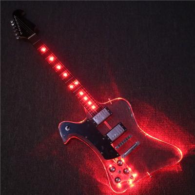 China Left Hand Acrylic Body Acrylic Body Music FB Series Afanti Electric Guitar with Red LED Lights (PAG-131) for sale