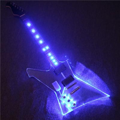 China Left Hand Acrylic Body Music Afanti Electric Guitar with Blue LED Lights (PAG-147) for sale