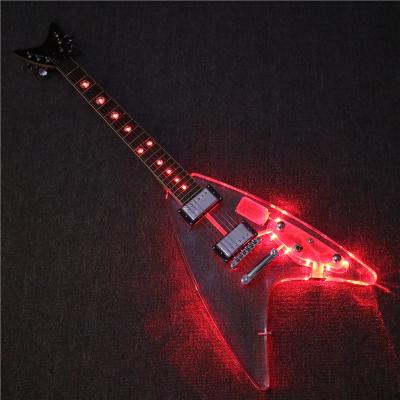 China Afanti Music FV Series Acrylic Body Electric Guitar With Red LED Lights (PAG-171) for sale