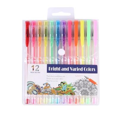 China Glitter 12 Color Custom Gel Pens Stationery Cute Glitter Pens School And Office Stationery for sale