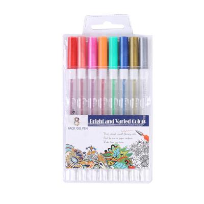 China Non-Toxic Neon Glitter Christmas Pen 8 Color Gel Pen BTS Pen Set School Stationery for sale