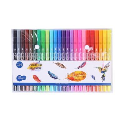 China Customized Cute Pen Set 24 Color Markers for Drawing and Writing BTS Non-Toxic Stationery 25.0*16.5*1.2cm for sale