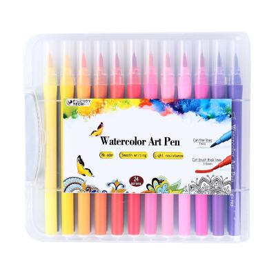 China 24 Colors Watercolor Coloring Brush Markers Paint Pens #703-24PP for sale